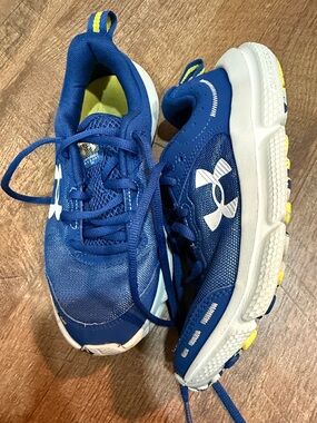 Under Armour Kids Blue and Yellow Athletic Sneakers